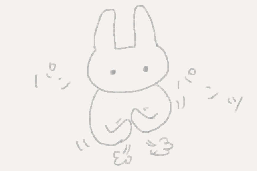 ボタンを触ったあとにパンパンと手をほろううさこの絵