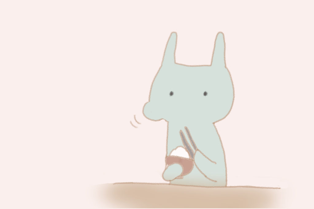 (うさおくんがもぐもぐしている)