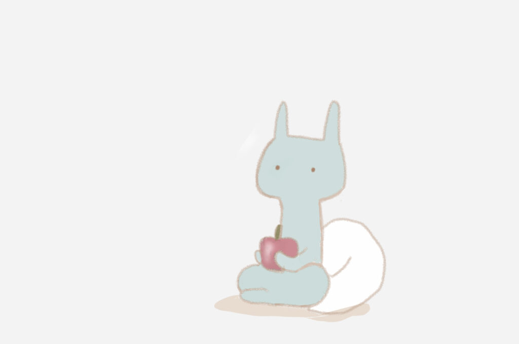 うさおくんの手にりんごが渡った！