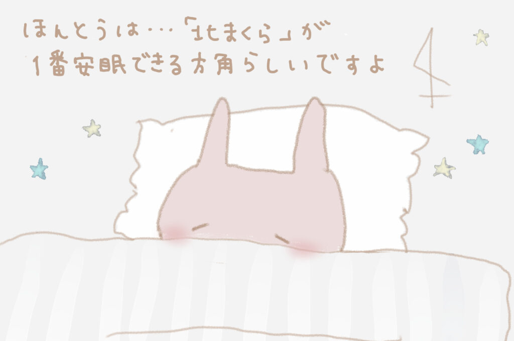 ほんとうは・・・「北まくら」が1番安眠できる方角らしいですよ。