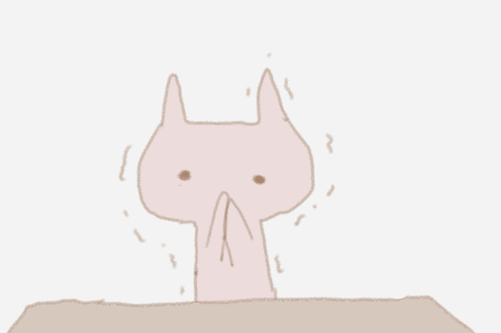 うさこ笑いをこらえている